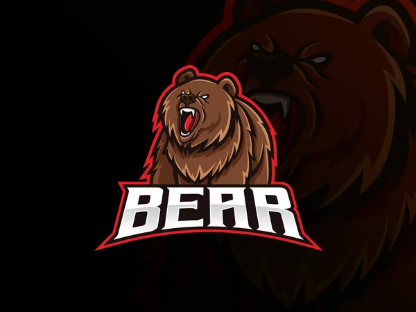 Mascotte Ours Esport Logo Design Mascotte Ours Animal Vecteur Illustration — Image vectorielle