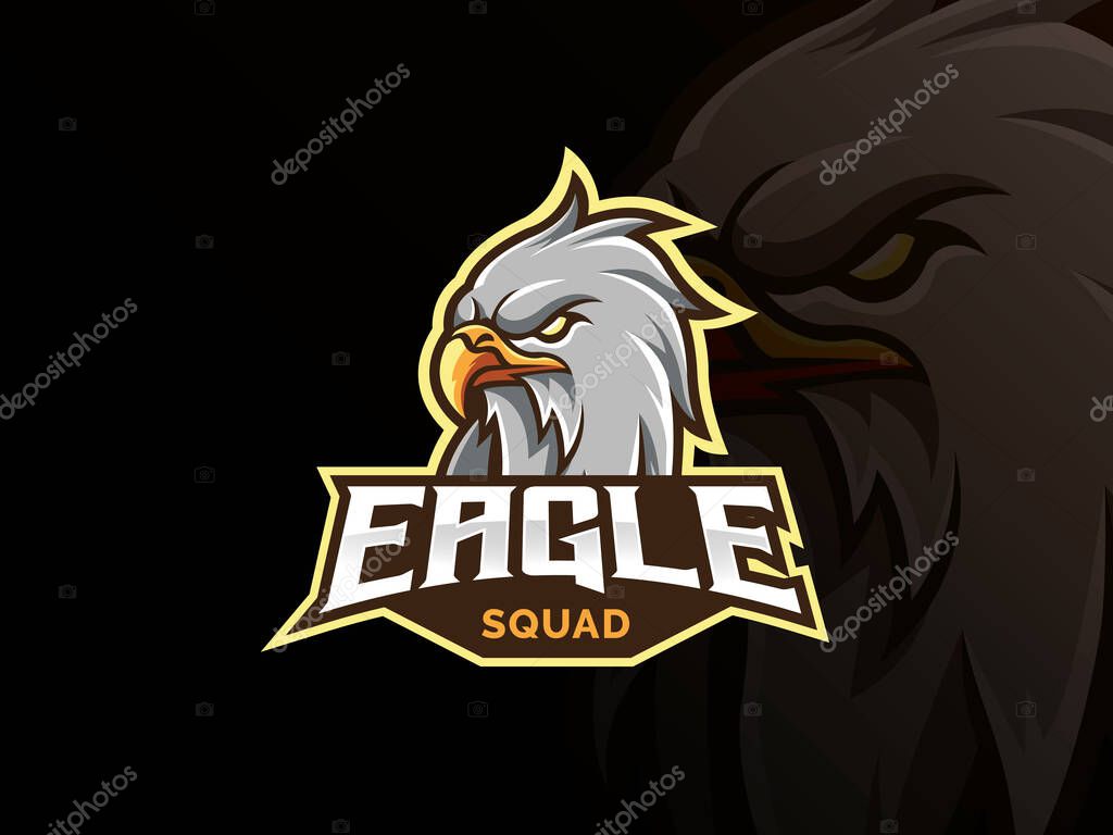 Eagle mascot sport logo design. Bird animal mascot vector illustration logo. Wild eagle head mascot, Emblem design for esports team. Vector illustration