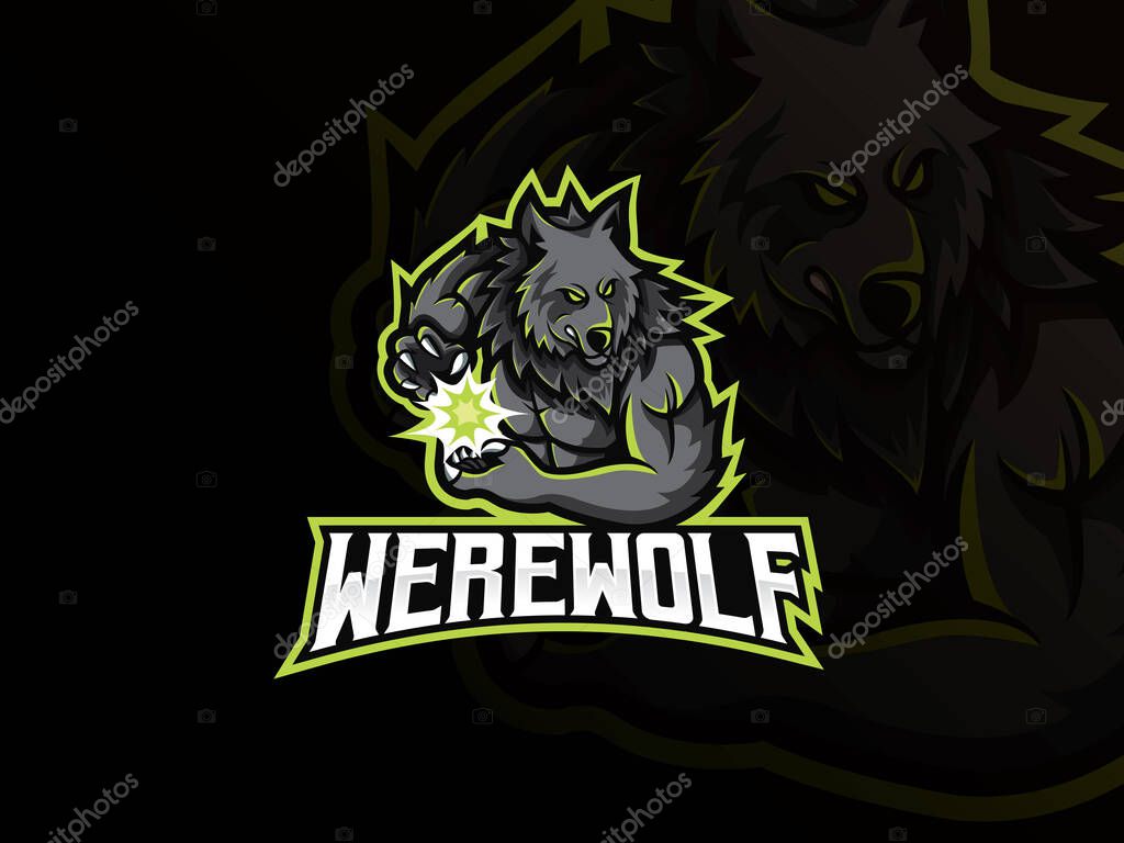 Werewolf mascot sport logo design. Wolf monster mascot vector illustration logo. Lycanthropy mascot, Emblem design for esports team. Vector illustration
