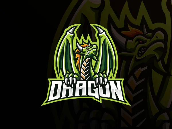 Conception Logo Sport Mascotte Dragon Dragon Monstre Mascotte Vectoriel Illustration — Image vectorielle