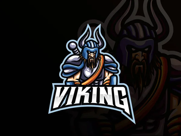 Projekt Logo Sportowego Maskotki Viking Viking Wojownik Maskotka Wektor Ilustracji — Wektor stockowy