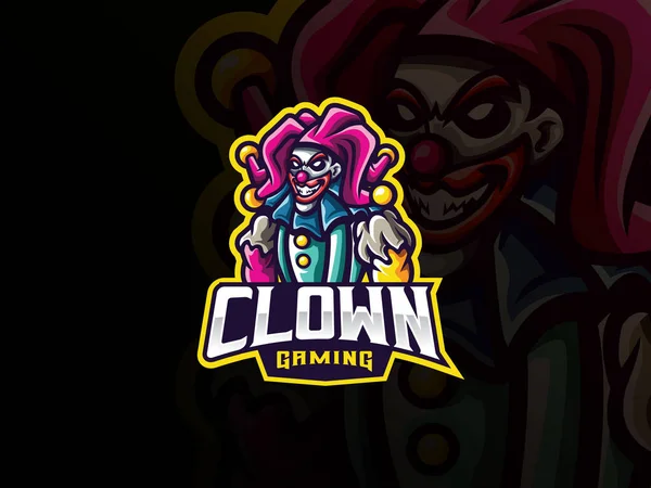 Projekt Logo Clown Sport Maskotka Przerażające Logo Ilustracji Wektora Klauna — Wektor stockowy