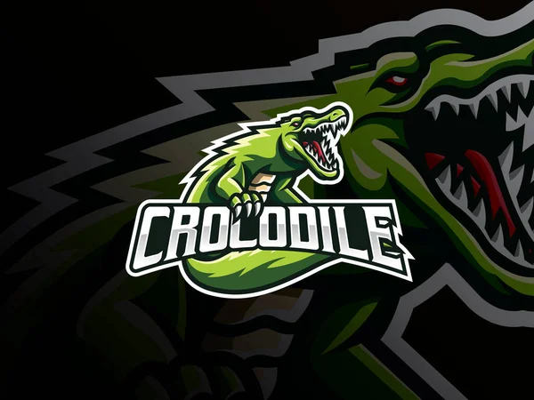 Krokodil Mascotte Sport Logo Ontwerp Alligator Dier Mascotte Vector Illustratie — Stockvector