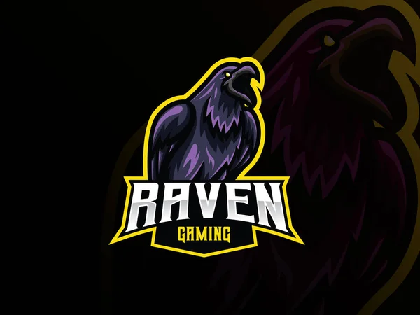 Raven Mascot Sport Logo Design Bird Animal Mascot Vector Illustration — Stock Vector