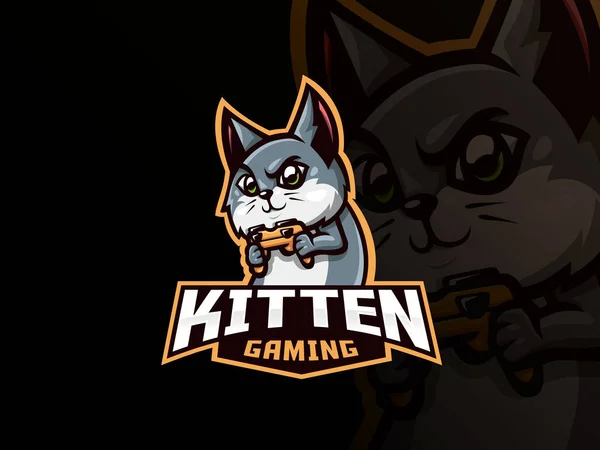 Projekt Logo Sportowe Maskotki Kotów Kot Gracz Maskotka Wektor Ilustracji — Wektor stockowy