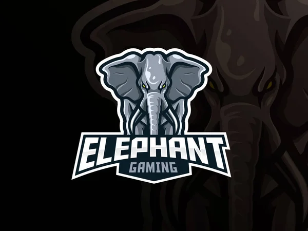 Elefante Mascote Design Logotipo Esporte Elefante Animal Cabeça Mascote Vetor —  Vetores de Stock