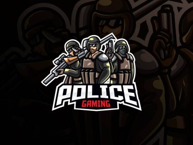 Police mascot sport logo design. Policeman mascot vector illustration logo. Police mascot design, Emblem design for esports team. Vector illustration clipart