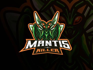 Peygamber devesi maskotu spor logosu tasarımı. Peygamber devesi hayvan maskotu vektör çizim logosu. Böcek oyunu maskotu logosu, Esport takımı için amblem tasarımı. Vektör illüstrasyonu