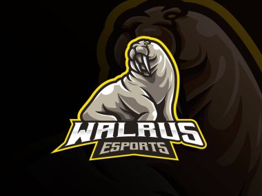 Deniz ayısı maskotu spor logosu tasarımı. Deniz hayvanı maskotu vektör illüstrasyon logosu. Vahşi fok maskotu tasarımı, Esport takımı için amblem tasarımı. Vektör illüstrasyonu