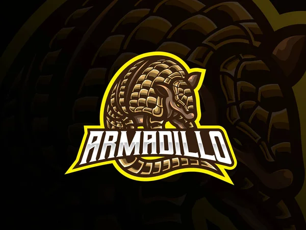 Armadillo Mascotte Sport Logo Ontwerp Placental Zoogdier Mascotte Vector Illustratie — Stockvector