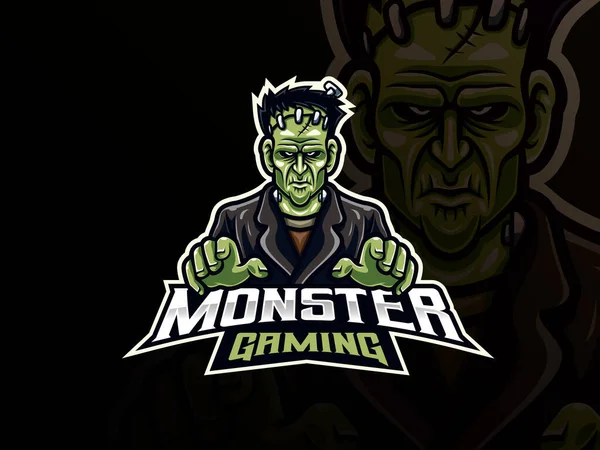 Frankenstein Sport Logo Design Monster Maskottchen Vektor Illustration Logo Gruseliges — Stockvektor