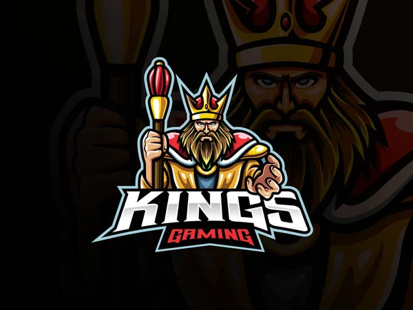 King Mascot Sport Logo Design Medieval Throne Mascot Vector Illustration — Stock Vector