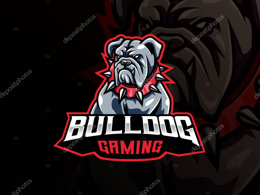 Bulldog mascot sport logo design. Dog head mascot vector illustration logo. Wild bulldog mascot design, Emblem design for esports team. Vector illustration