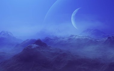 3 D illüstrasyon derin-uzay Bulutsusu gezegen ile oluşturulan