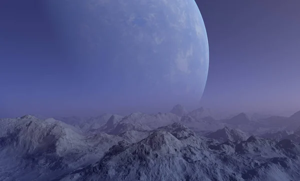 Utrymme Art Dimmigt Främmande Planet Rendering — Stockfoto