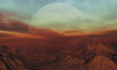 3D render uzay sanat: Alien Planet - A fantezi manzara
