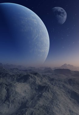 3D render uzay sanat: Alien Planet - A fantezi manzara