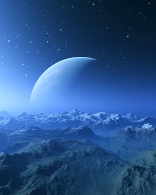 3D render uzay sanat: Alien Planet - A fantezi manzara