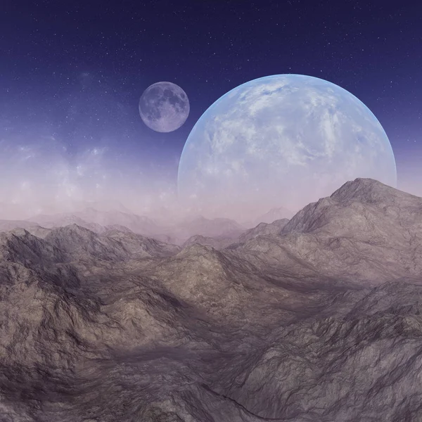 Rendered Space Art Alien Planet Fantasy Landscape — Stock Photo, Image
