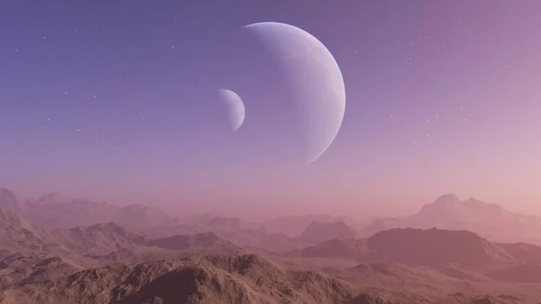Рендеринг Space Art Alien Planet Фантастичний Пейзаж — стокове фото