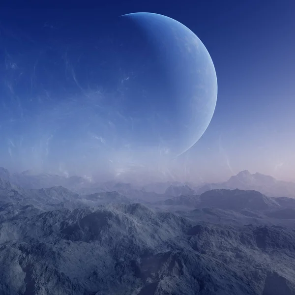 Arte Espacial Planeta Alienígena Nebuloso Representación — Foto de Stock