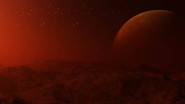 Kırmızı yabancı gezegenin - 3d oluşturulan bilgisayar resmi