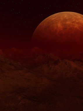 Kırmızı yabancı gezegenin - 3d oluşturulan bilgisayar resmi