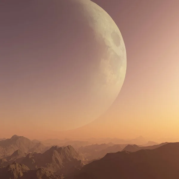 レンダリングされた空間アート エイリアンの惑星 ファンタジー風景 — ストック写真
