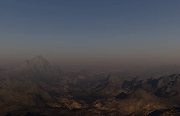 3d generated landscape of lonely desert mountains