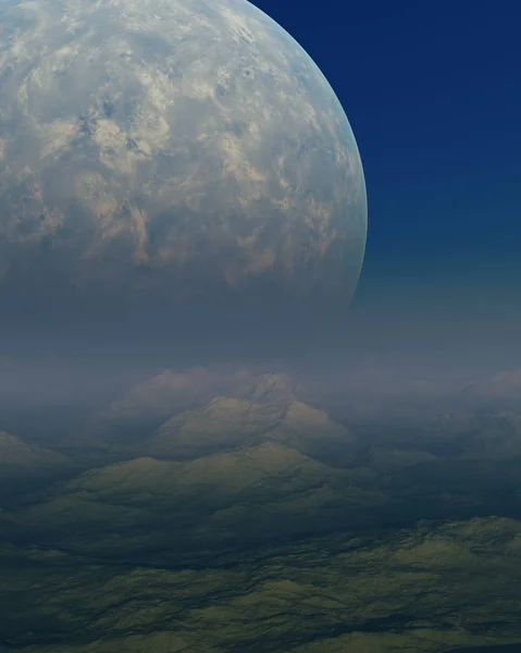 レンダリングされた空間アート エイリアンの惑星 ファンタジー風景 — ストック写真
