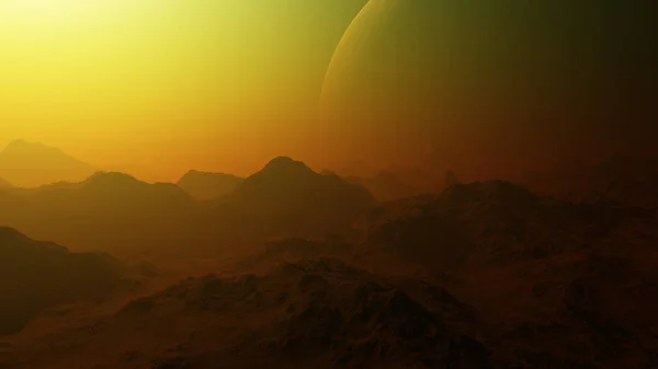 Wytopione Przestrzeń Sztuki Alien Planet Fantasy Krajobraz — Zdjęcie stockowe