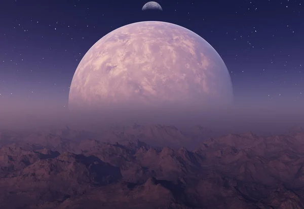 Render Uzay Sanat Alien Planet Fantezi Manzara — Stok fotoğraf