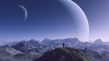 3D render uzay sanat: Alien Planet - A fantezi manzara