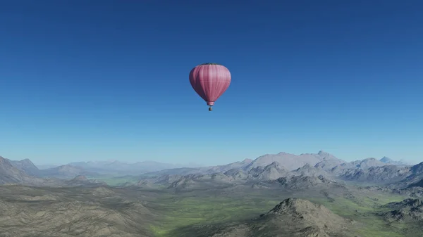 Generado Globo Aire Caliente Volando Sobre Desierto — Foto de Stock