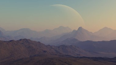 3D render uzay sanat: Alien Planet - A fantezi manzara