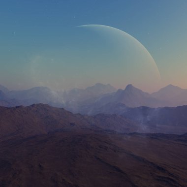 3D render uzay sanat: Alien Planet - A fantezi manzara
