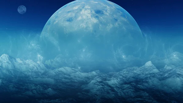 Gerenderte Weltraumkunst Alien Planet Eine Fantasielandschaft — Stockfoto
