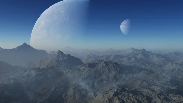 Render Uzay Sanat Alien Planet Fantezi Manzara — Stok fotoğraf