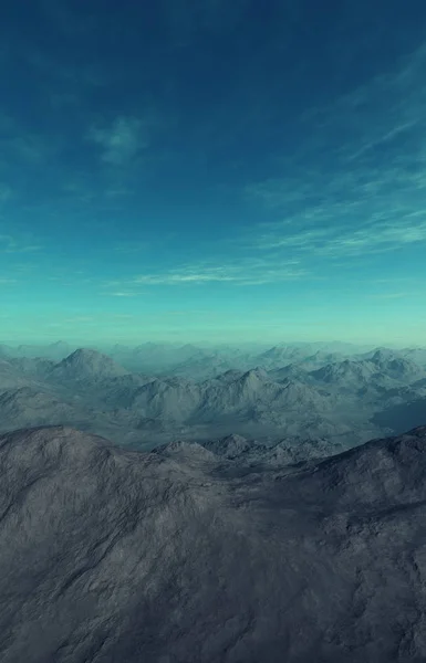 3d generated landscape: Misty mountains, deserted earth