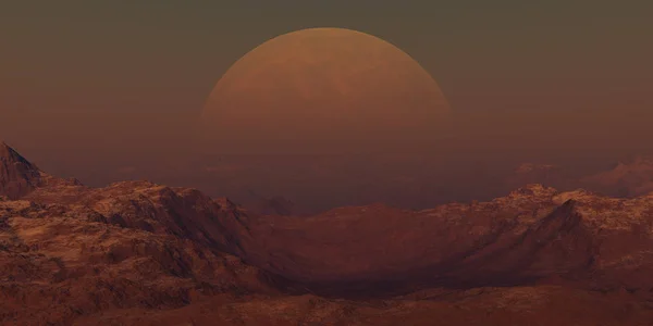 Gerenderte Weltraumkunst Alien Planet Eine Fantasielandschaft — Stockfoto