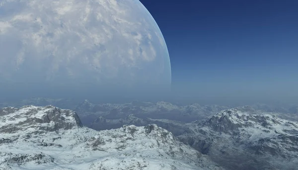 Renderizzato Space Art Pianeta Alieno Paesaggio Fantastico — Foto Stock