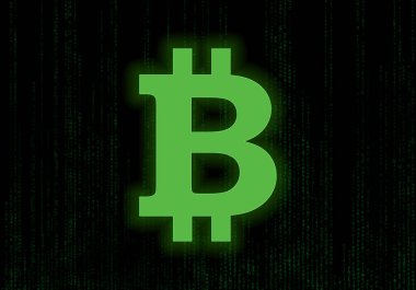 İkili kod siyah ve yeşil arka plan basamaklı ekran dijital yaş kavramı. Bitcoin. Blockchain.