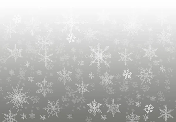 あなた自身の作品のための雪の結晶とグレーの冬の背景 — ストック写真