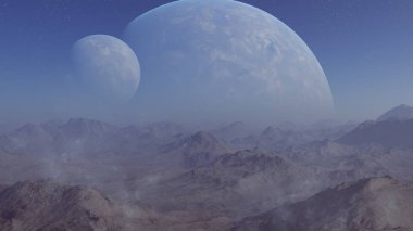 3D render uzay sanat: Alien Planet - A fantezi manzara