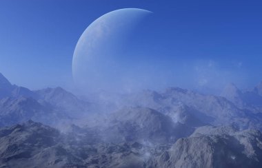3D render uzay sanat: Alien Planet - A fantezi manzara