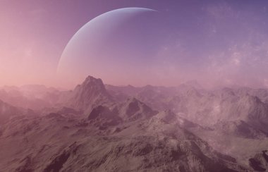 3D render uzay sanat: Alien Planet - A fantezi manzara