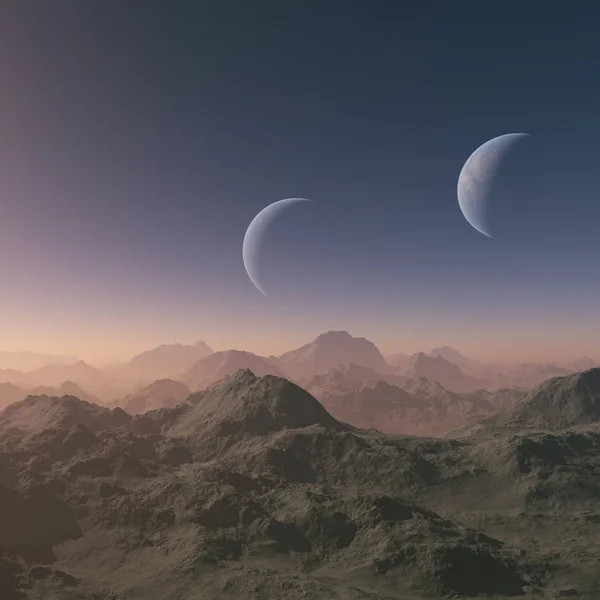 Render Uzay Sanat Alien Planet Fantezi Manzara — Stok fotoğraf