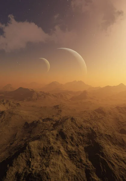 Wytopione Przestrzeń Sztuki Alien Planet Fantasy Krajobraz — Zdjęcie stockowe