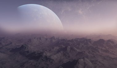 3D render uzay sanat: Alien Planet - A fantezi manzara