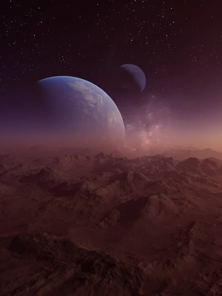 Wytopione Przestrzeń Sztuki Alien Planet Fantasy Krajobraz — Zdjęcie stockowe